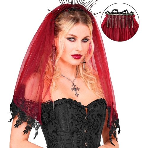VOILE DE DENTELLE ROUGE