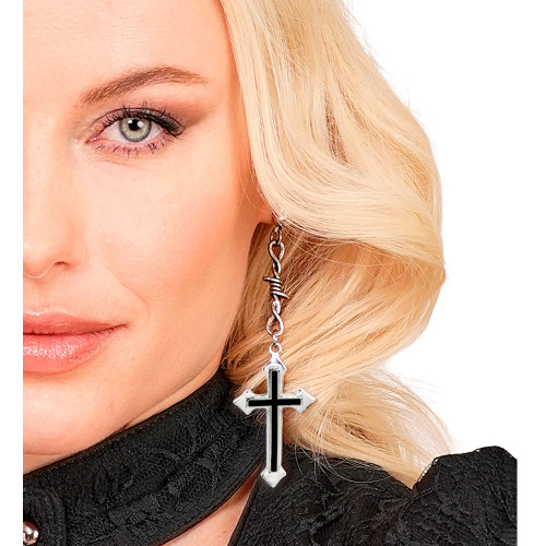BOUCLES D’OREILLES CROIX NOIRE