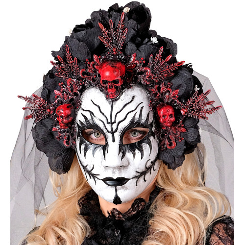 MASQUE AUX ROSES NOIRES ET VOILE