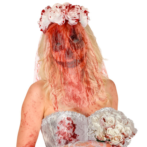 MASQUE AVEC VOILE FLEURS ÉPOUSE SANGLANTE