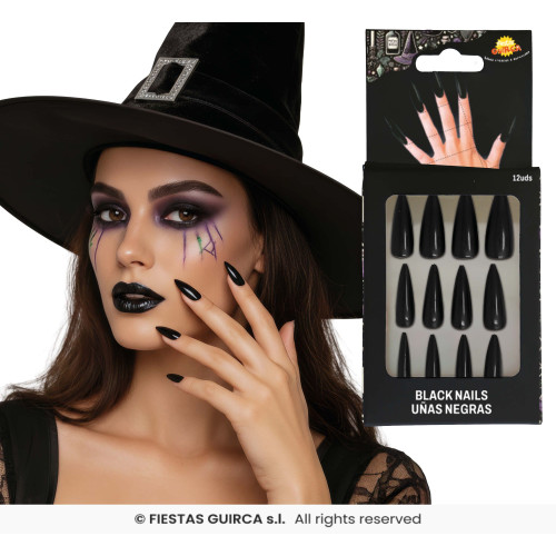 12 FAUX ONGLES NOIRS