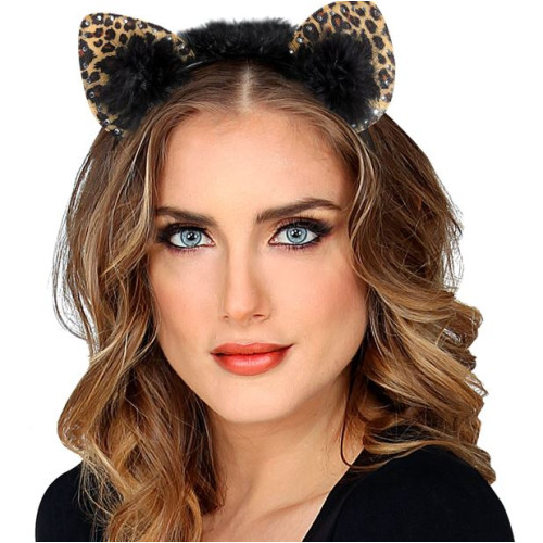 OREILLES LEOPARD STRASS