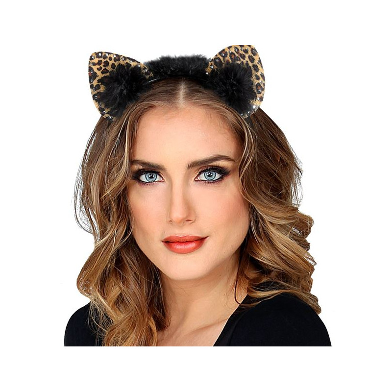 OREILLES LEOPARD STRASS