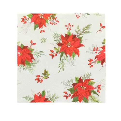 20 SERV.POINSETTIA BLC/RGE/VERT