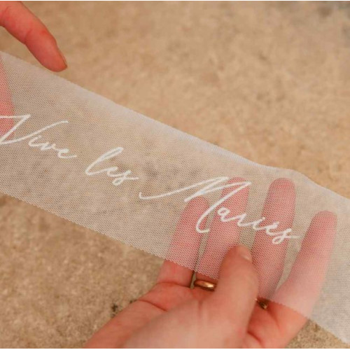 RUBAN VIVE LES MARIES ORGANZA
