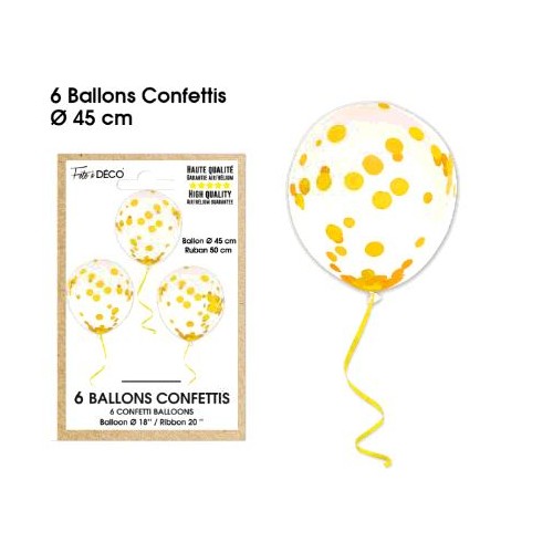 6 BALLONS CONFETTIS OR