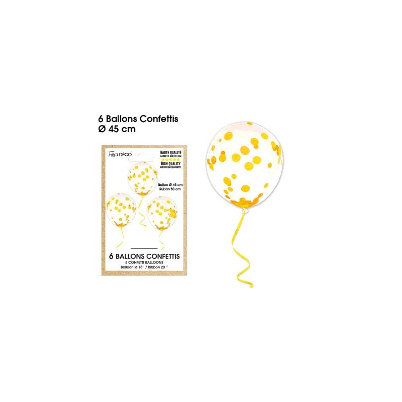 6 BALLONS CONFETTIS OR