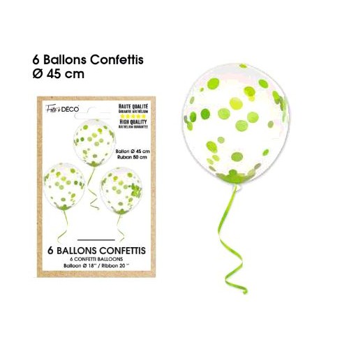 6 BALLONS CONFETTIS VERT