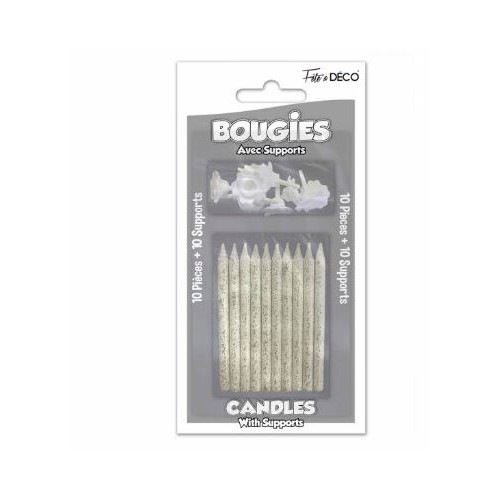 BOUGIES PAILLETTEES BLANC ALBATRE X10