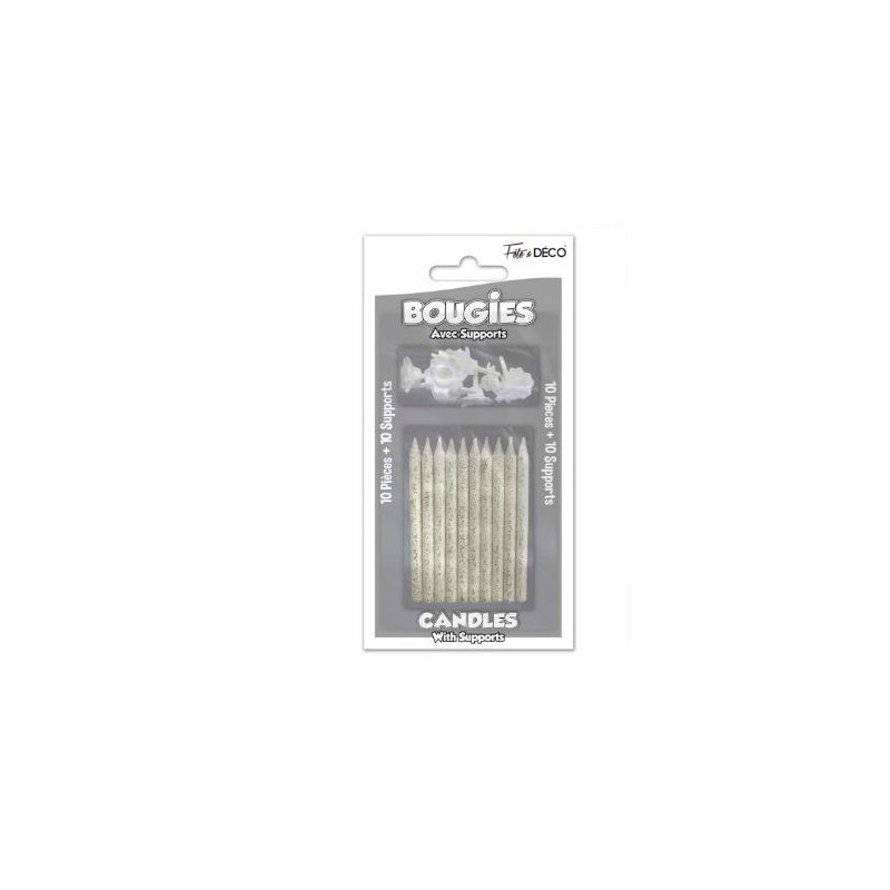 BOUGIES PAILLETTEES BLANC ALBATRE X10