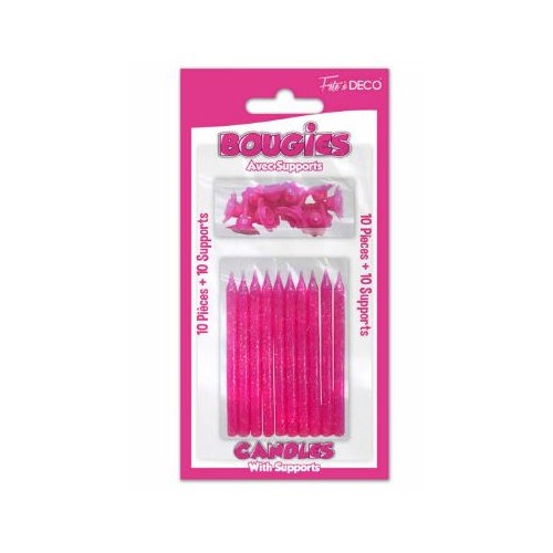 BOUGIES PAILLETTEES FUCHSIA X10