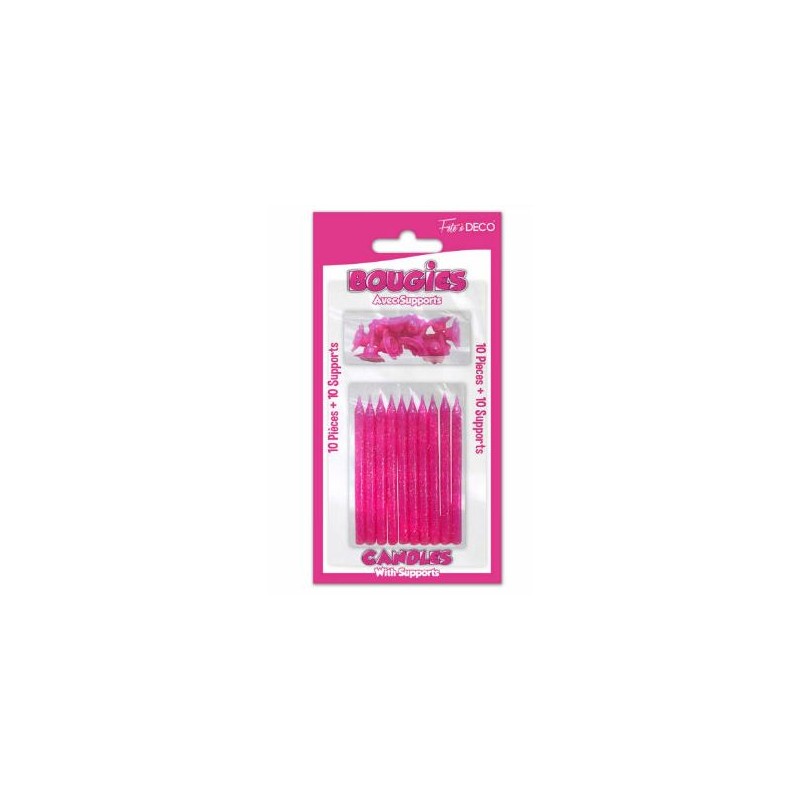 BOUGIES PAILLETTEES FUCHSIA X10