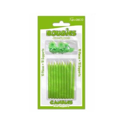 BOUGIES PAILLETTEES VERT.X10