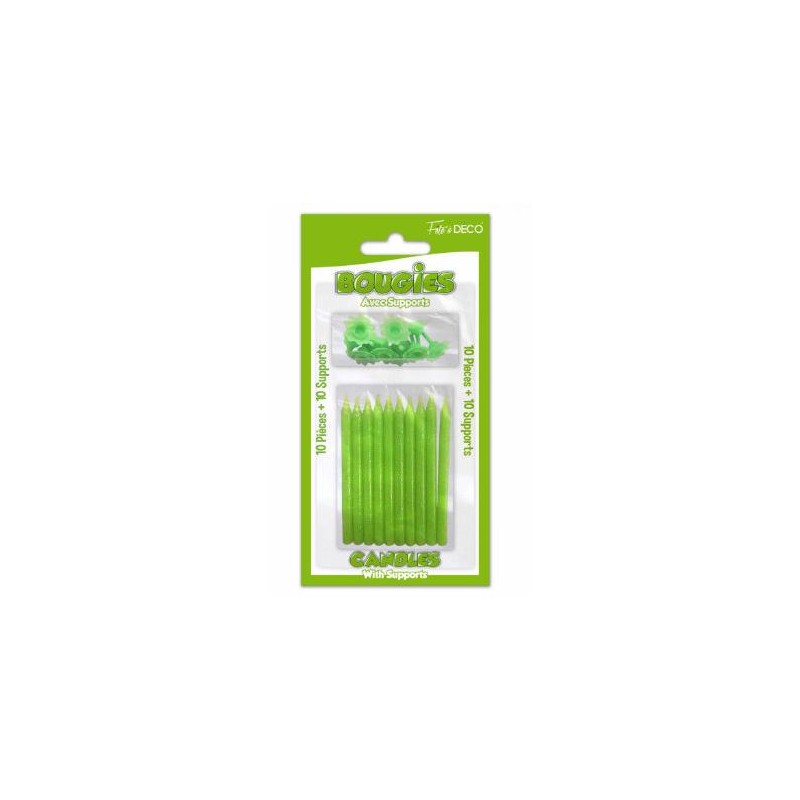 BOUGIES PAILLETTEES VERT.X10