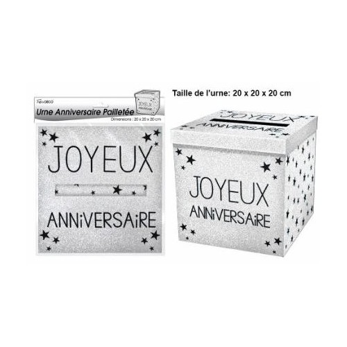 URNE JOYEUX ANNIVERSAIRE BLANC ALBATRE