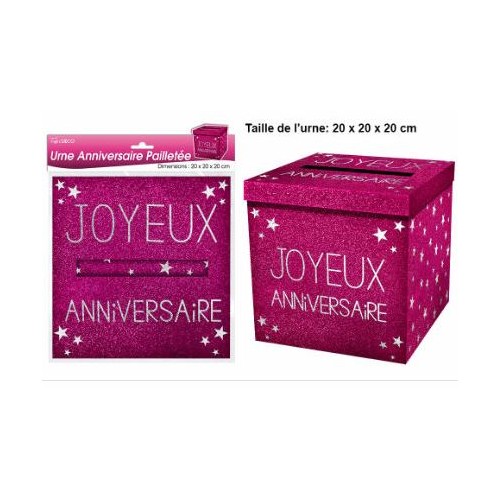 URNE JOYEUX ANNIVERSAIRE FUCHSIA