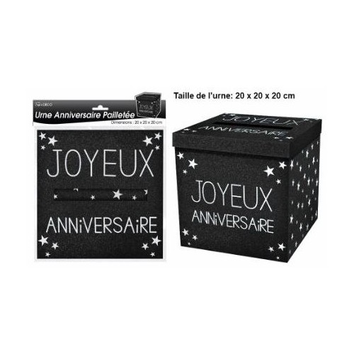 Urne Joyeux Anniversaire Noir Ouest Fetes