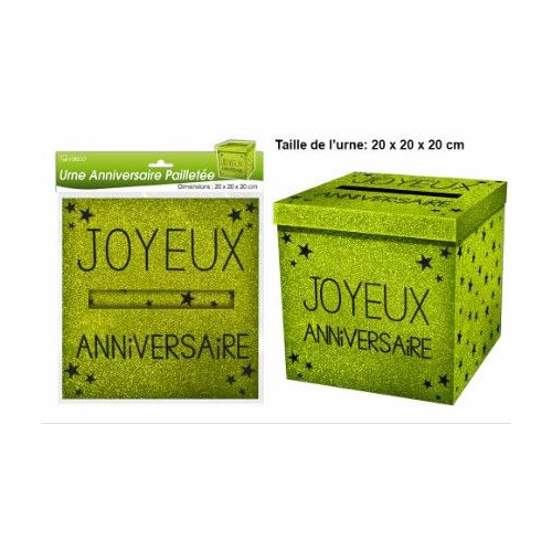 URNE JOYEUX ANNIVERSAIRE VERT