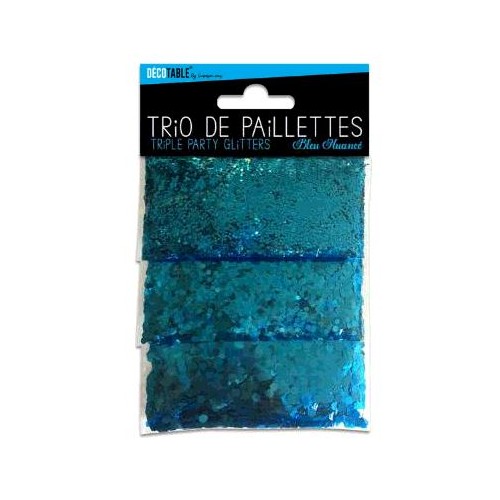 TRIO PAILLETTES BLEUE NUANCE