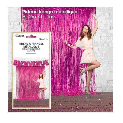 RIDEAU FRANGES METALLIQUE FUCHSIA