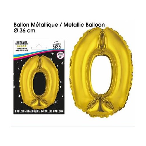 BALLON METALLIQUE OR CHIFFRE 0