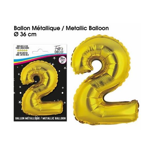 Ballon chiffre 2 Or PARTYDAY : l'unité à Prix Carrefour