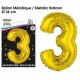 BALLON METALLIQUE OR CHIFFRE 3