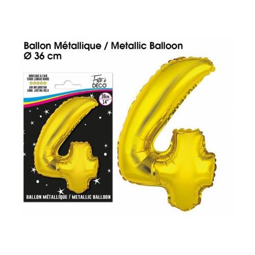 BALLON METALLIQUE OR CHIFFRE 4