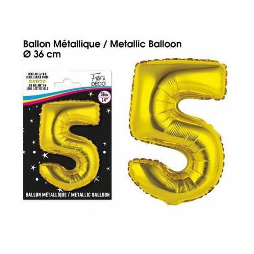 BALLON METALLIQUE OR CHIFFRE 5