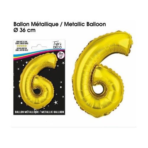 BALLON METALLIQUE OR CHIFFRE 6