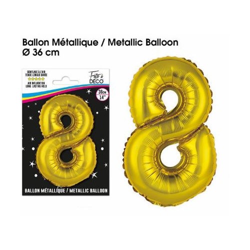 BALLON METALLIQUE OR CHIFFRE 8