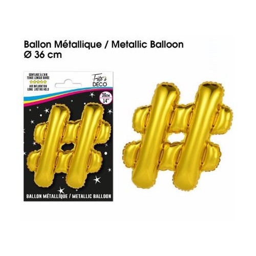 BALLON METALLIQUE OR HASHTAG