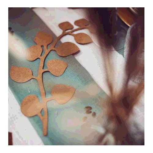 6 FEUILLES FOUGERES ET EUCALYPTUS KRAFT ET OR