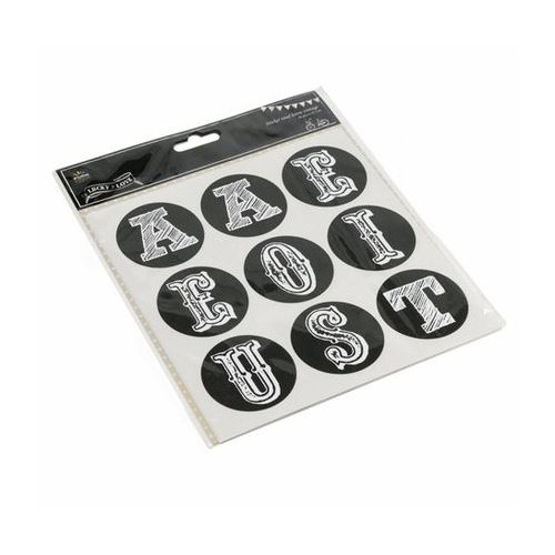 36 STICKERS ALPHABET RONDS NOIR