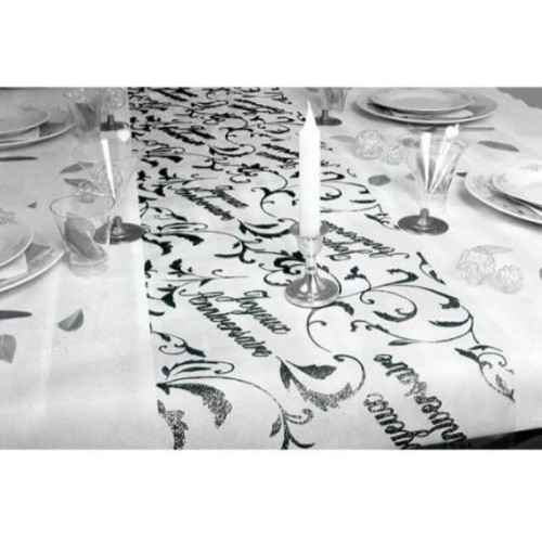 CHEMIN TABLE JOYEUX ANNIVERSAIRE NOIR