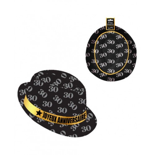 Chapeau Anniversaire 30 Ans Noir - Taille Unique | 100% Polyester - Pour Fête Et Déguisement