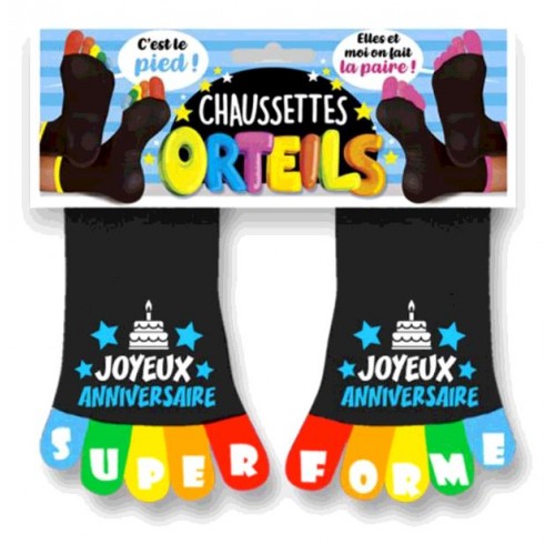 CHAUSSETTE A ORTEIL JOYEUX ANNIVERSAIRE MULTICOLORE