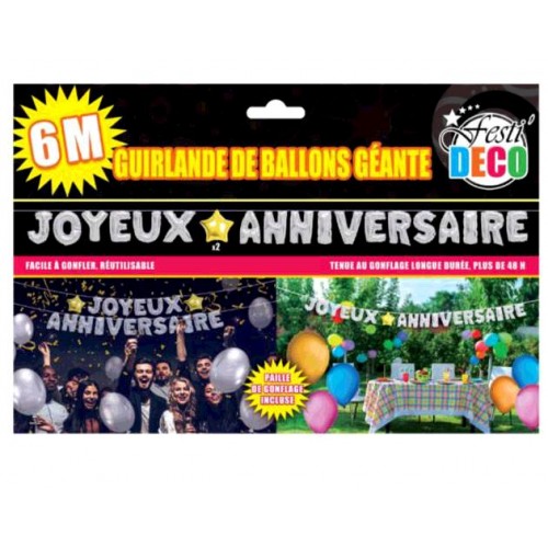 GUIRLANDE BALLONS ARGENT ANNIVERSAIRE