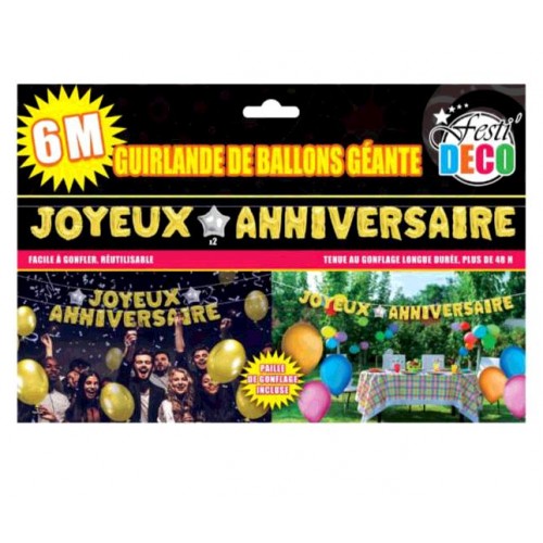 GUIRLANDE BALLONS DORES ANNIVERSAIRE