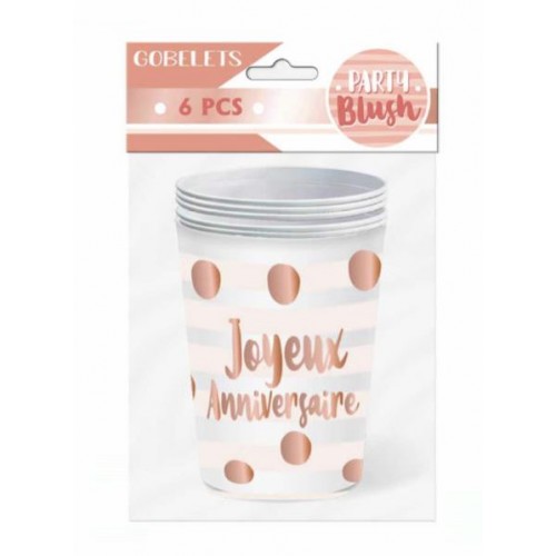 6 GOBELETS 25CL PARTY BLUSH