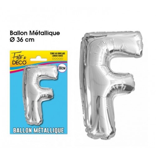 BALLON METAL ARGENT LETTRE F