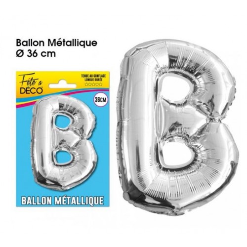 BALLON METAL ARGENT LETTRE B