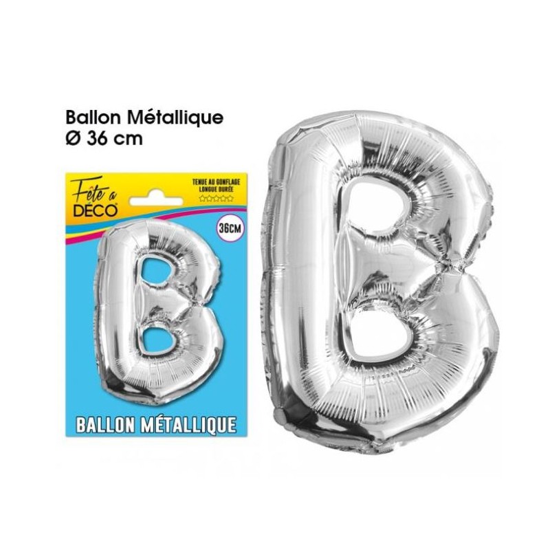 BALLON METAL ARGENT LETTRE B