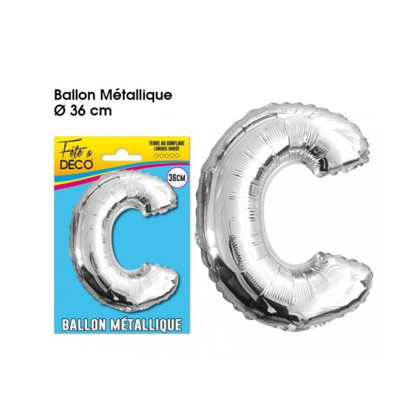 BALLON METAL ARGENT LETTRE C