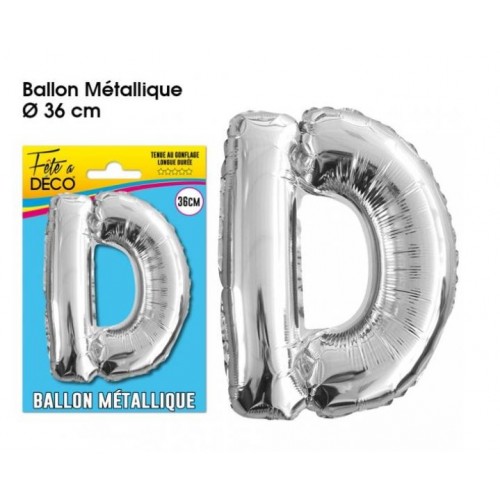 BALLON METAL ARGENT LETTRE D