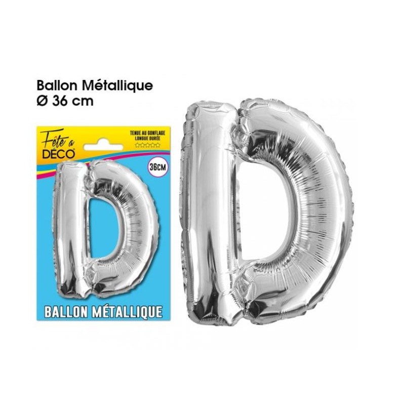 BALLON METAL ARGENT LETTRE D