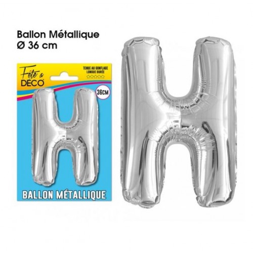 BALLON METAL ARGENT LETTRE H