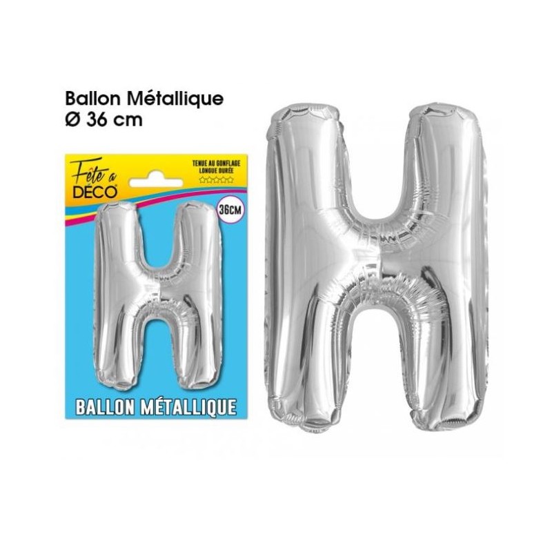 BALLON METAL ARGENT LETTRE H