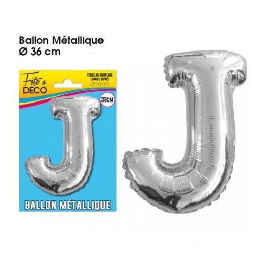 BALLON METAL ARGENT LETTRE J