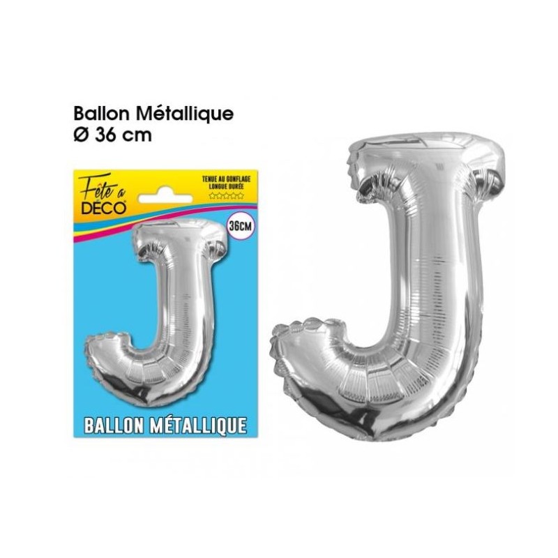 BALLON METAL ARGENT LETTRE J